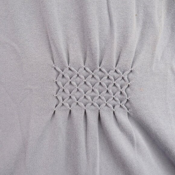 J Jill Cardigan Sweater Womens Large Lavender Gray Button Front Smocked Back - Picture 4 of 10